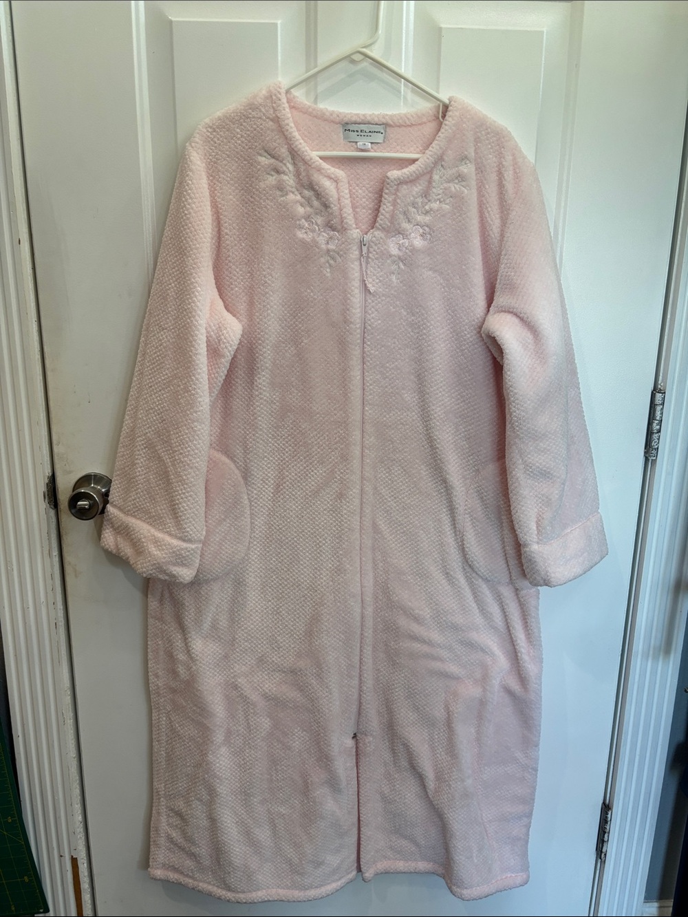 Miss Elaine WOMAN Soft Pink Cozy Zip-Front Robe PLUS SIZE 1X